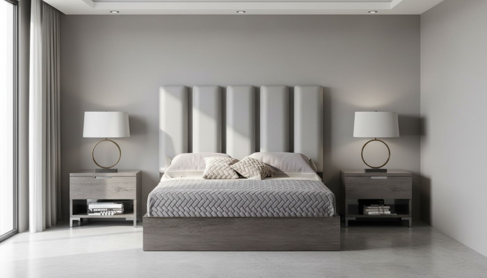 Bedroom bed, nightstand, beds, upholstered bed, double bed, bed frame, 3-piece set.