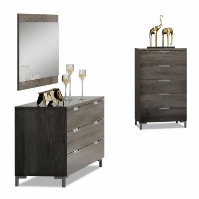 Modern wooden dresser set with mirror