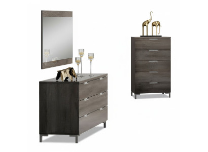 Modern wooden dresser set with mirror