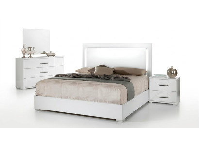 Luxury bed for bedroom with upholstered structure luxury double hotel bed white