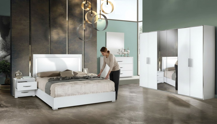 6-piece bedroom set bed nightstand wardrobe dresser mirror