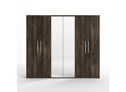 XXL wardrobe with 6 mobile doors luxury wood design mirror new