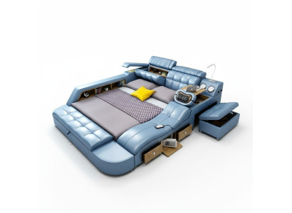 Design Bed XXL Big Leather Hotel Upholstered 180x200 Multifunction Shelf Beds
