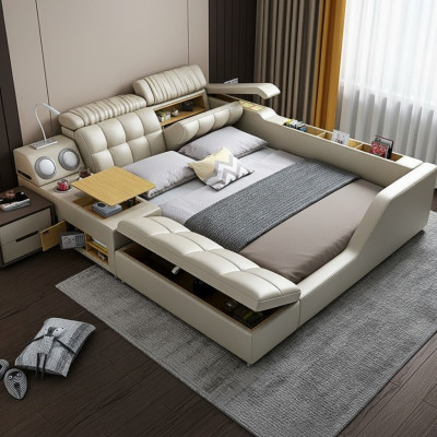 Double bed upholstered bed bedroom 180x200cm multifunction bed beds