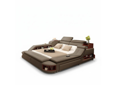 Modern hotel multifunctional USB sound double design leather bed cushion