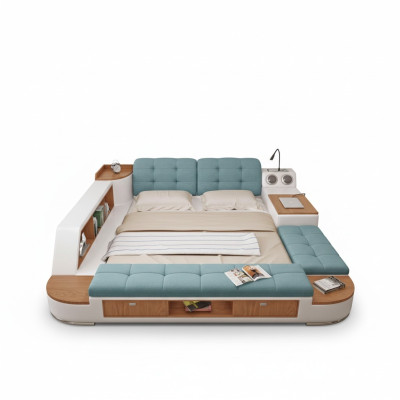 Upholstered Beds Modern Hotel Multifunctional New Double Luxury Design Leather