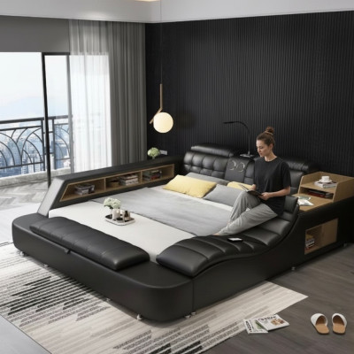 Double bed bedroom upholstered bed 180x200cm multifunction bed beds