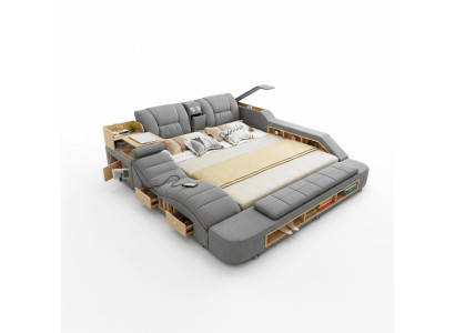 Design leather beds hotel double new multifunctional bed Bluetooth speakers