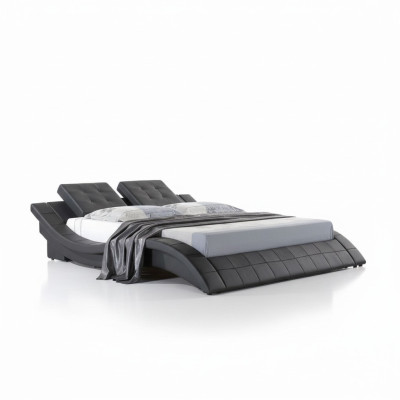 Luxury double hotel marriage beds wood bedroom leather bed upholstery