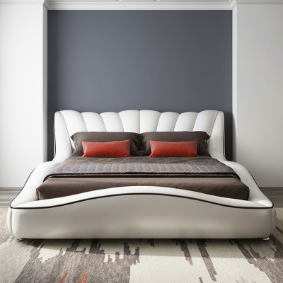 Luxury Double Bedroom Wood Textile Beds 180x200 Bed Classic