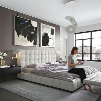 Modern frame luxury bedroom beds hotel design leather bed