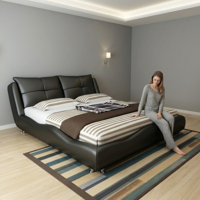 Modern hotel frame luxury bedroom beds design leather bed
