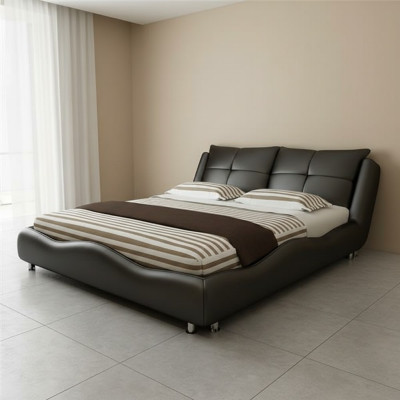 Modern hotel frame luxury bedroom beds design leather bed
