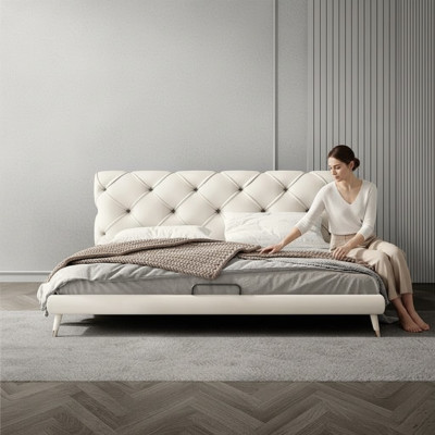 Beds 180x200cm Bedroom Textile Fabric Bed Chesterfield Design Luxury