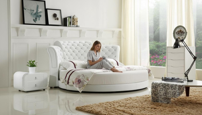 Chesterfield round bed furniture upholstered beds bedroom furniture leather bed hotel