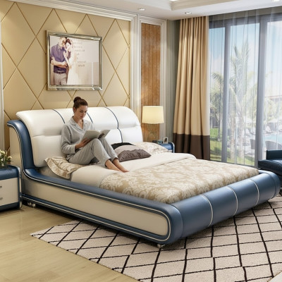Design fabric furniture hotel green beds bedroom luxury box spring bed