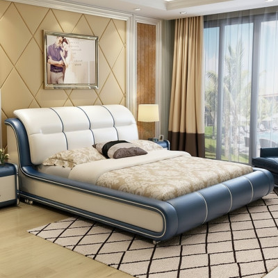 Design fabric furniture hotel green beds bedroom luxury box spring bed