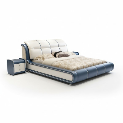 Design fabric furniture hotel green beds bedroom luxury box spring bed