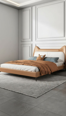 Modern hotel leather fabric double bed 160x200cm designer double bed