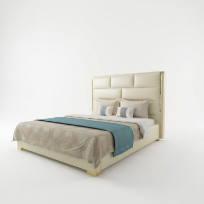 Designer double bed bed bedroom beds leather hotel luxury upholstery
