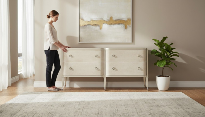 Modern chest of drawers luxury Italian design furniture upholstery wood console sideboard low