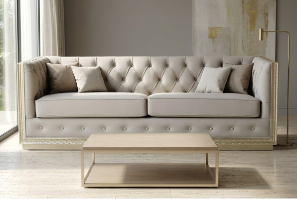 Chesterfield Living Room Sofas Italian Sofa Couch 3 Seater 220 cm Upholstery