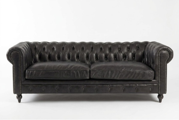 Chesterfield Sofa 3 Seater Modern Leather-Fiber Solid Wood Luxury Classic Style Furniture