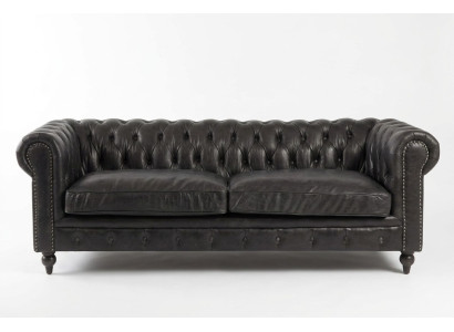 Chesterfield Sofa 3 Seater Modern Leather-Fiber Solid Wood Luxury Classic Style Furniture