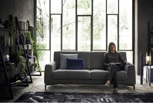 Design Gray Sofa 3-Seater Modern Fabric Couch Sofa Upholstered Sofas Luxury alfitalia