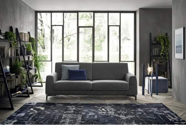 Design Gray Sofa 3-Seater Modern Fabric Couch Sofa Upholstered Sofas Luxury alfitalia