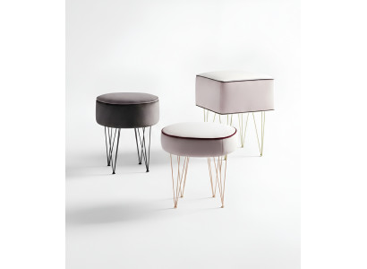 Stool 3x Pouf Pouf Seat Ottoman Textile Fabric Footstool Ottoman Italy