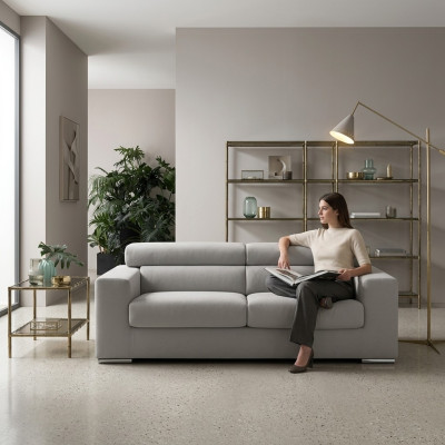 3-seater sofa couch modern luxury upholstery seat sofa fabric grey alfitalia