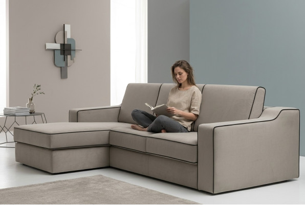 Design Textile Modern Couch Luxury Corner Sofa L-Shape Furniture Upholstery Beige alfitalia