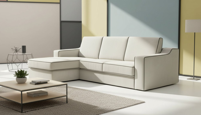 Design Textile Modern Couch Luxury Corner Sofa L-Shape Furniture Upholstery Beige alfitalia