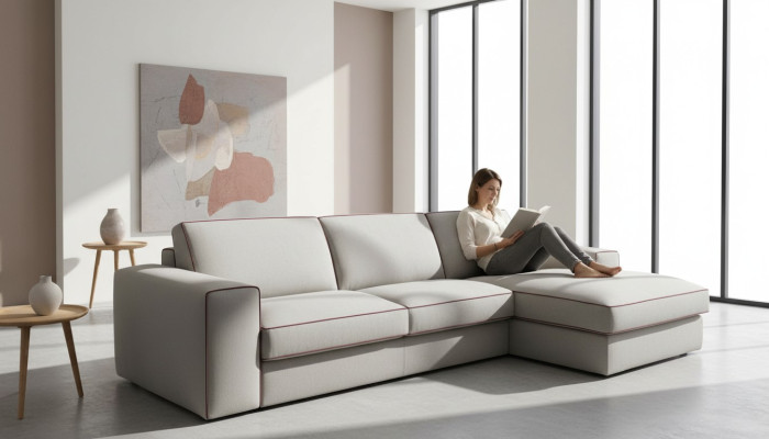 Fabric L-shaped couch living landscape corner sofa modern design sofa Focus alfitalia