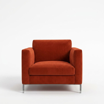Design Lounge Club Relax Armchair Chair Upholstery TV Textile Red Luxury Fabric New