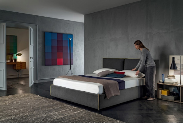 Luxury upholstered seat fabric design bed bedroom beds 180x200 cm textile hotel