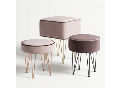 Stool Ottoman Relax Pouf Round Upholstered Stool New