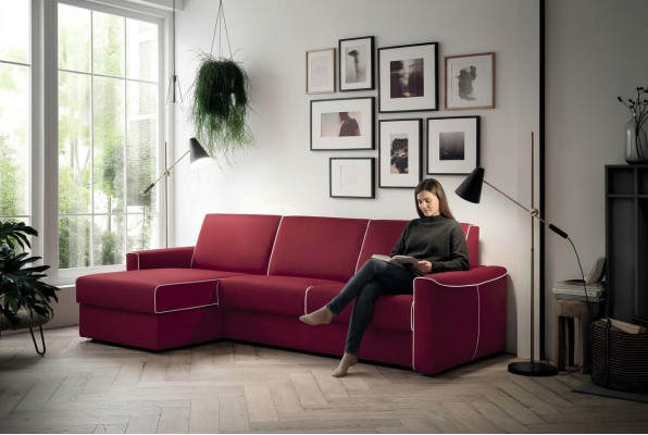 Modern design sectional sofa Focus fabric L-shaped living area couch Italian furniture