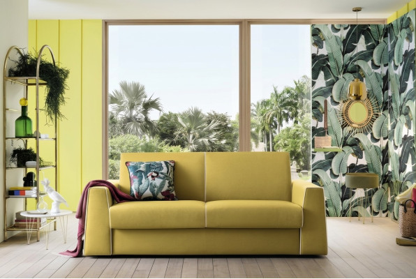 Design Living Room Yellow Sofa 3-Seater Alfitalia Fabric Couch Sofa Upholstery Sofas