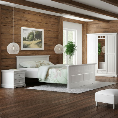 Designer bedroom bed with 2 bedside tables, wardrobe set, new, 180x200cm, 4-piece set