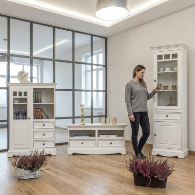 Living room set: display cabinet, bookshelf, sideboard, wall units, dressers, design 3-piece set, new.