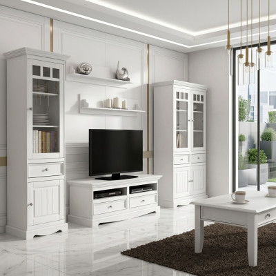 Living Room Set Wall Shelf Dresser Sideboard Wall Units Display Cabinet Country Style 4-piece New