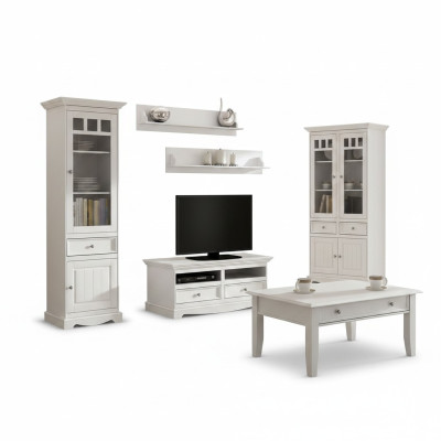 Living Room Set Wall Shelf Dresser Sideboard Wall Units Display Cabinet Country Style 4-piece New