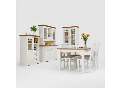 Country House Living-Dining Room Set 8-Piece Suite Table Sideboard Chairs Display Cabinet Furniture
