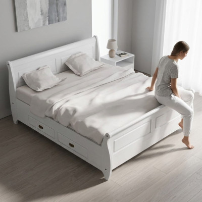 Country Style Luxury Bed Double Bed Double Beds White Beds Bedroom