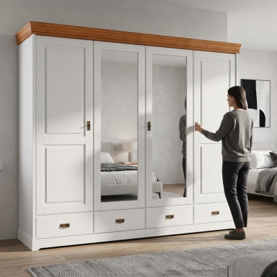Wardrobe Country Style Closet Clothes Cabinets Wood Furniture White Shelf