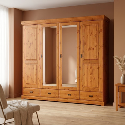 Wardrobe country style furniture cabinet wood bedroom cabinets brown new