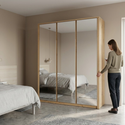 Wardrobes Mirror Wood Wardrobe Furniture Cabinets Clothes Closet New
