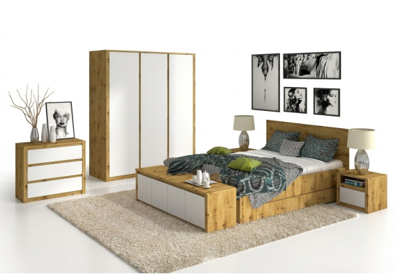 Design bedroom luxury bed nightstand dresser 6-piece bedroom set hotel